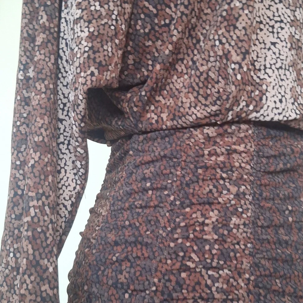 H&M Pretty Long Brown & Tan Dress Size S - Picture 11 of 16